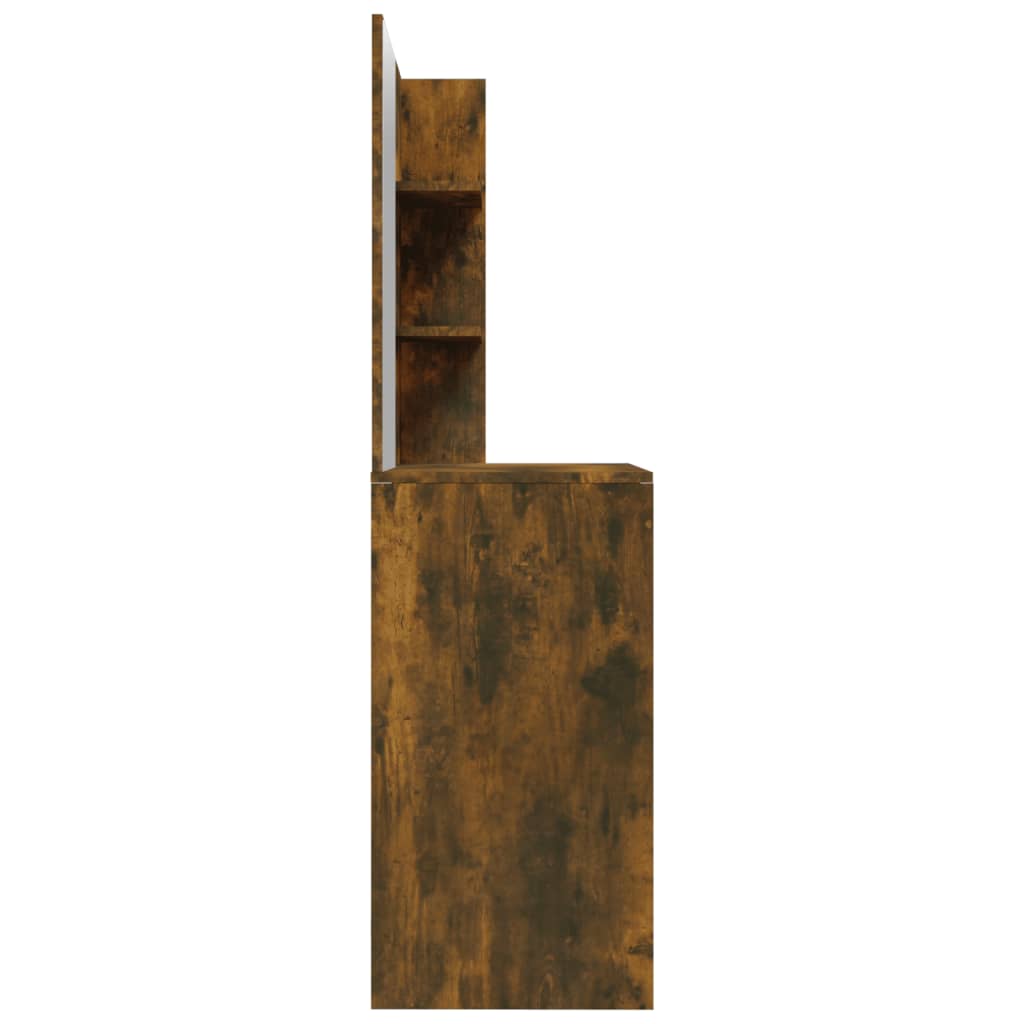 vidaXL Toaletný stolík so zrkadlom dymový dub 74,5x40x141 cm