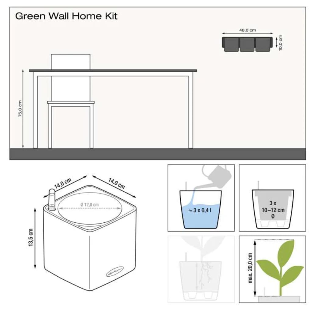 LECHUZA Kvetináče 3 ks súprava Green Wall Home Kit roštové