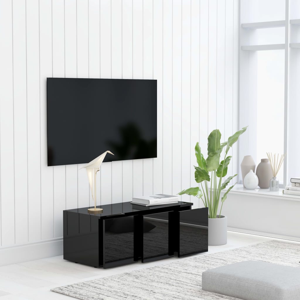 vidaXL TV skrinka, lesklá čierna 80x34x30 cm, drevotrieska