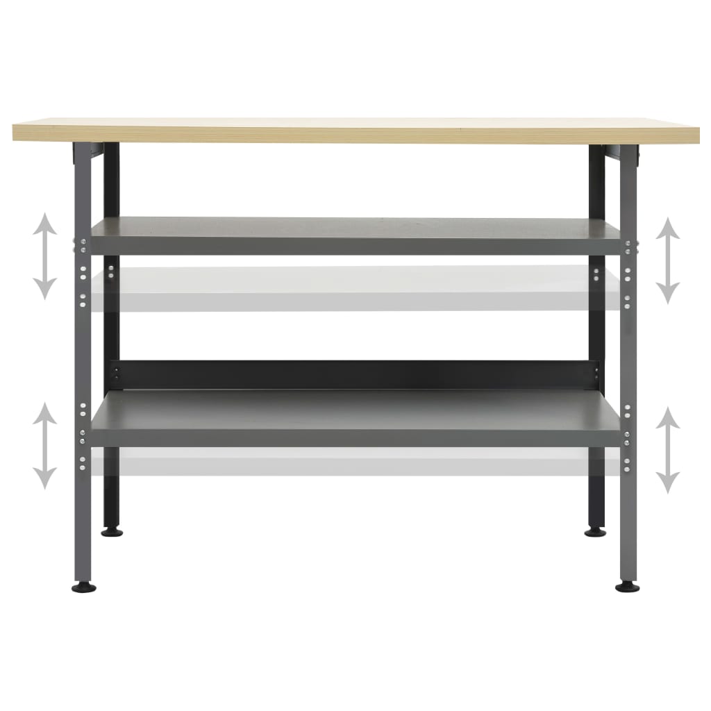 vidaXL Pracovný stôl sivý 120x60x85 cm oceľ