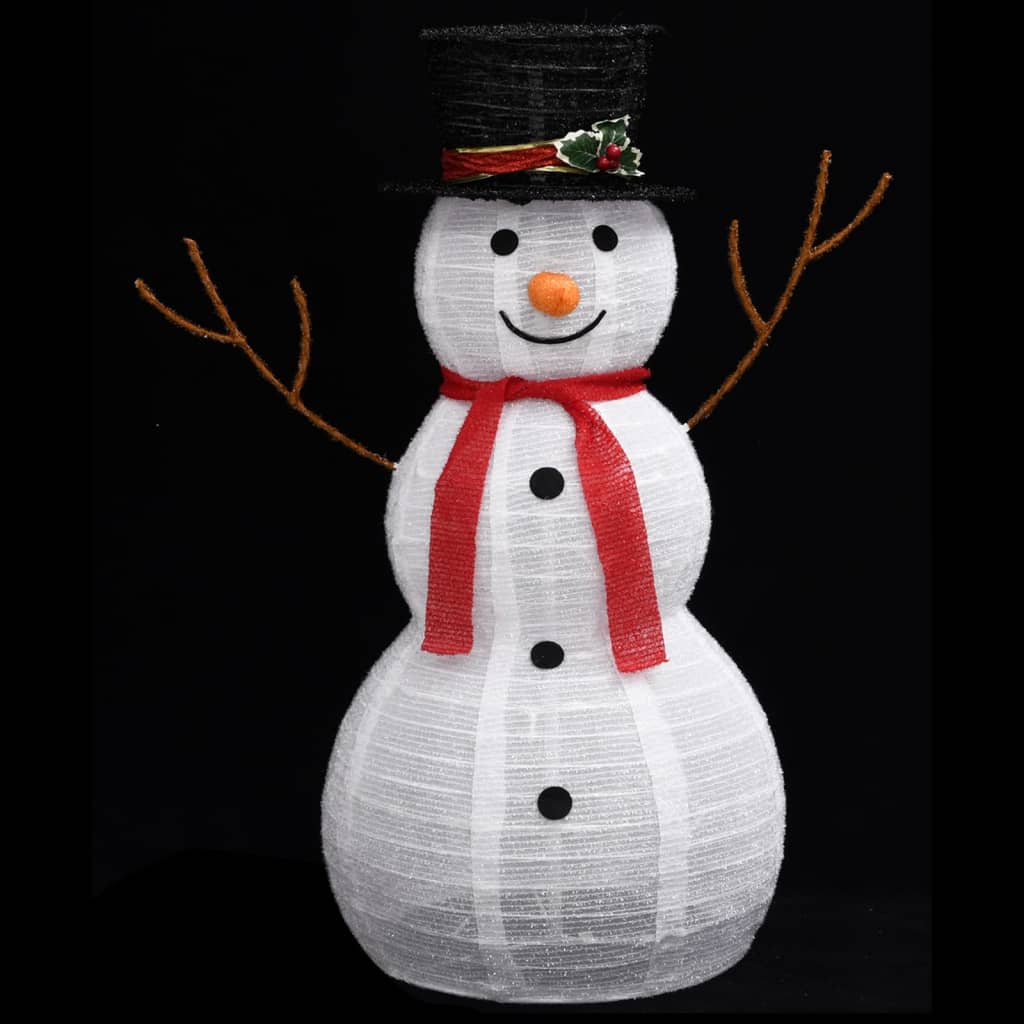 vidaXL Dekoratívny vianočný snehuliak LED luxusná látka 90 cm