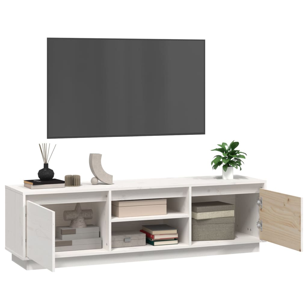 vidaXL TV stolík biely 140x35x40 cm masívna borovica