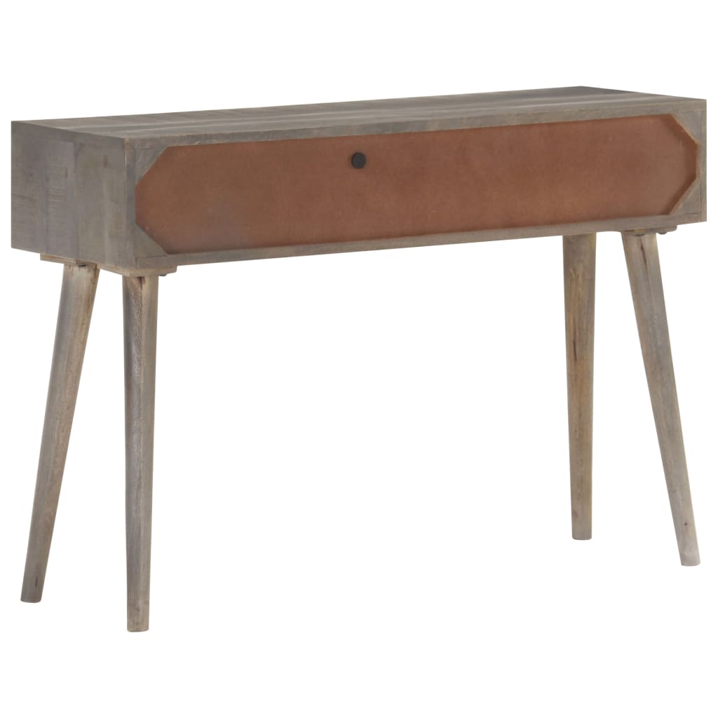 vidaXL Konzolový stolík sivý 110x35x75 cm surový mangovníkový masív