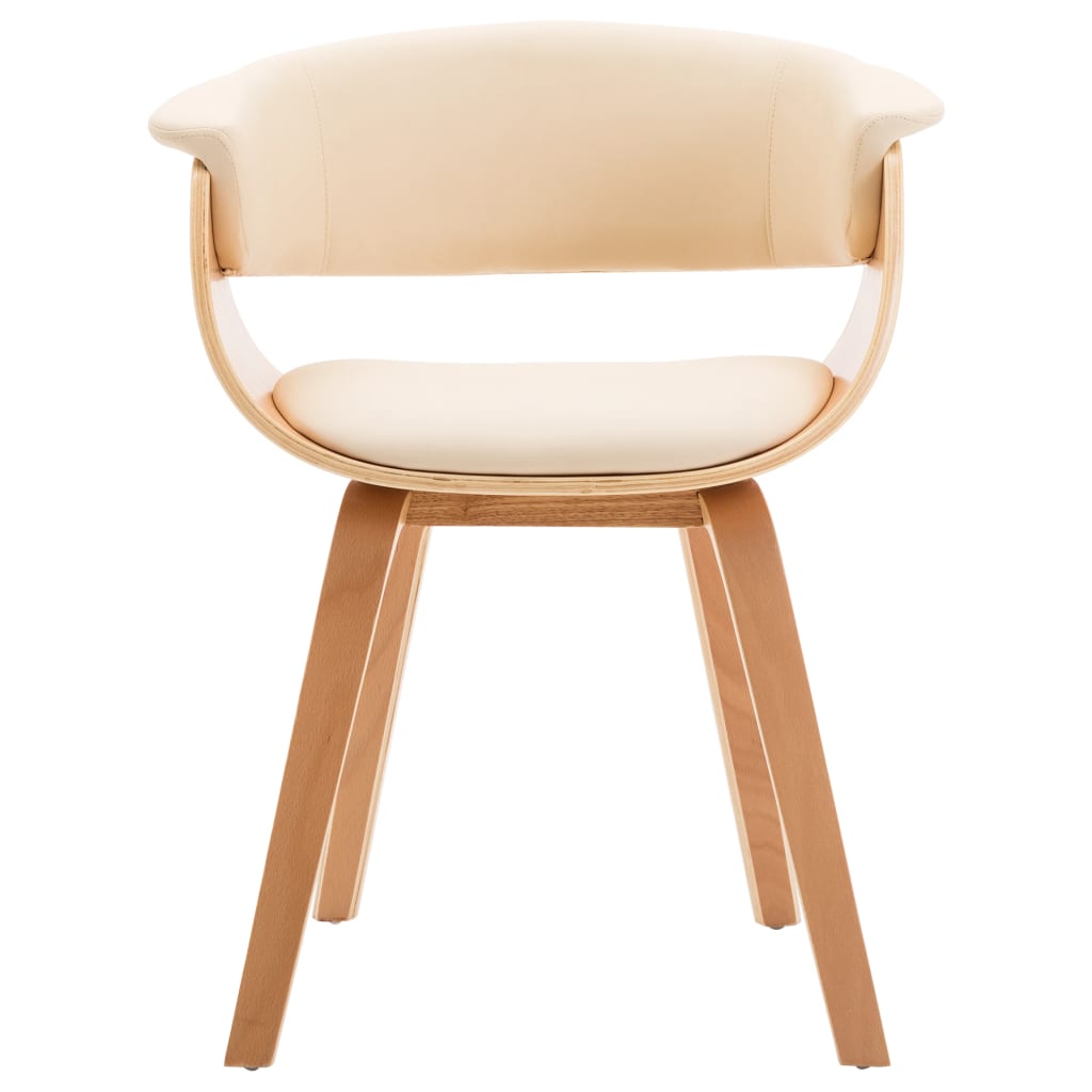 vidaXL Jedálenské stoličky 4 ks krémové ohýbané drevo a umelá koža