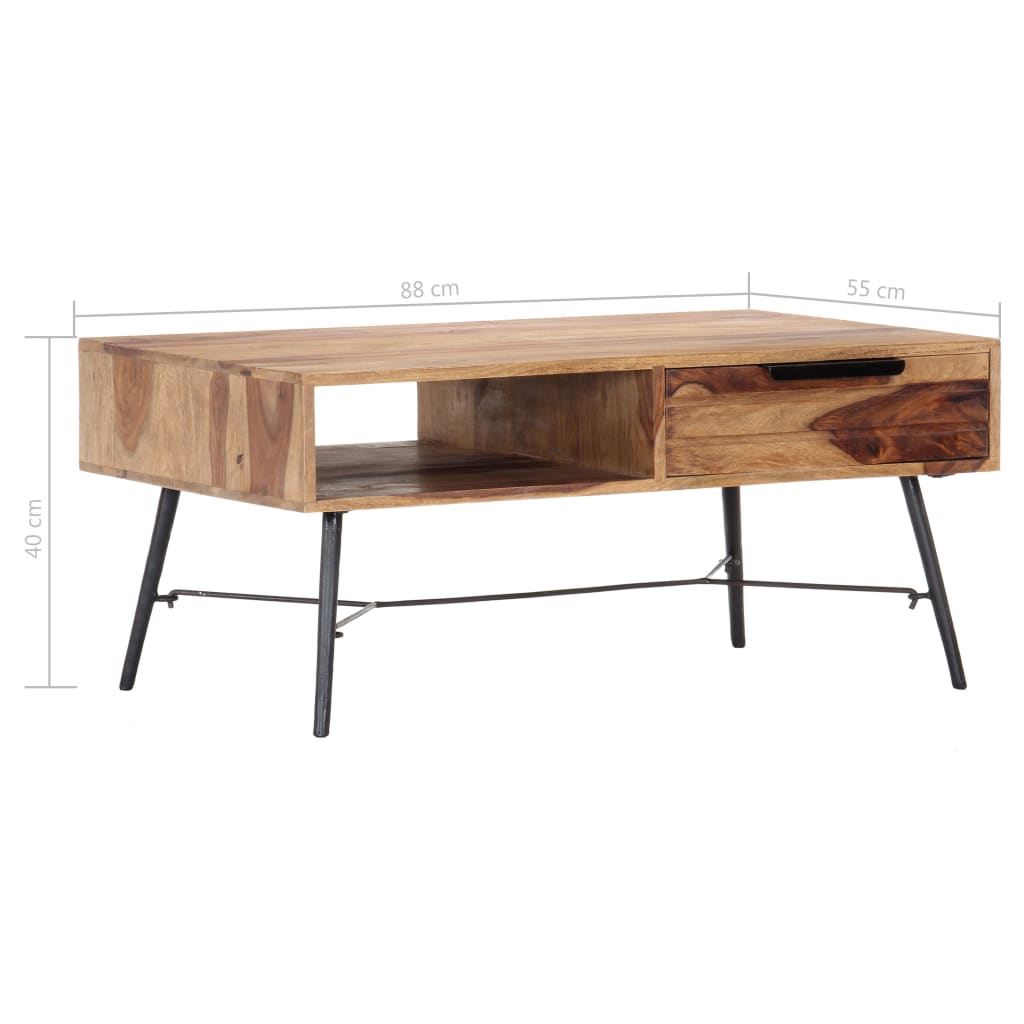 vidaXL Konferenčný stolík 88x55x40 cm masívne sheeshamové drevo