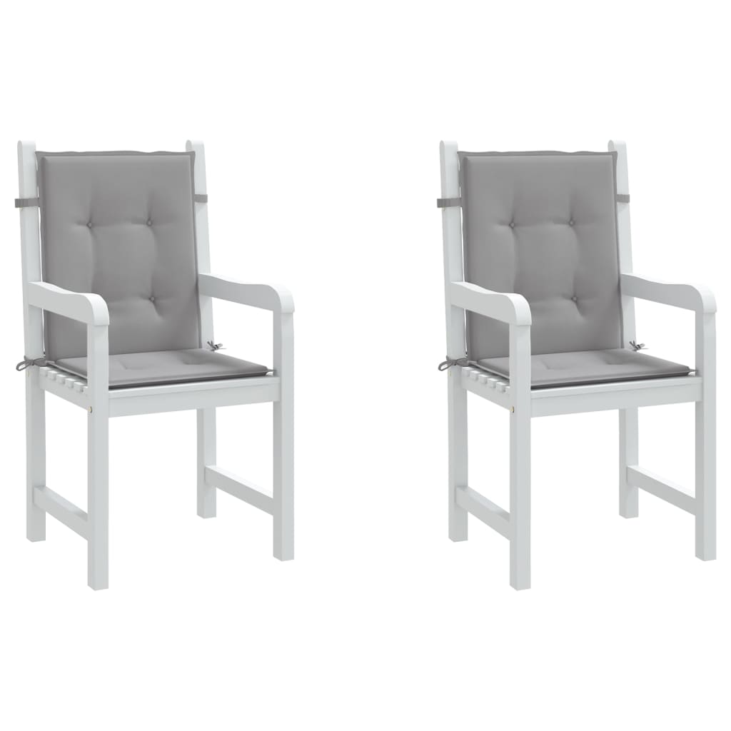 vidaXL Podložky na záhradné stoličky, nízke operadlo 2 ks, sivé