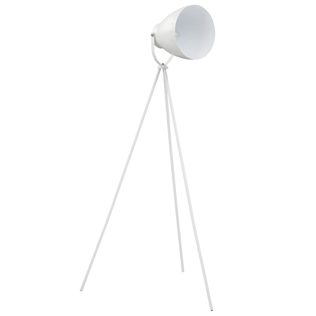 vidaXL Trojnohá stojanová lampa kovová biela E27