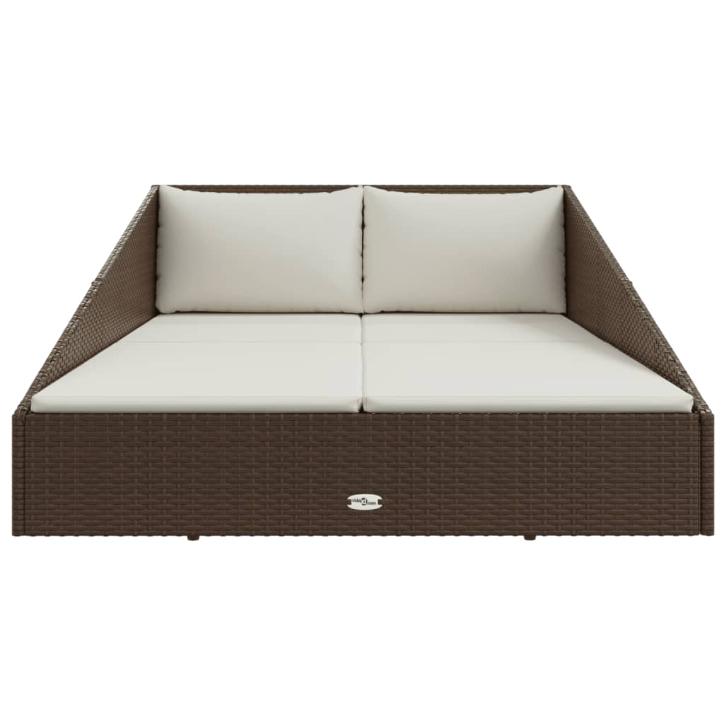vidaXL Záhradná posteľ, hnedá 110x200 cm, polyratan