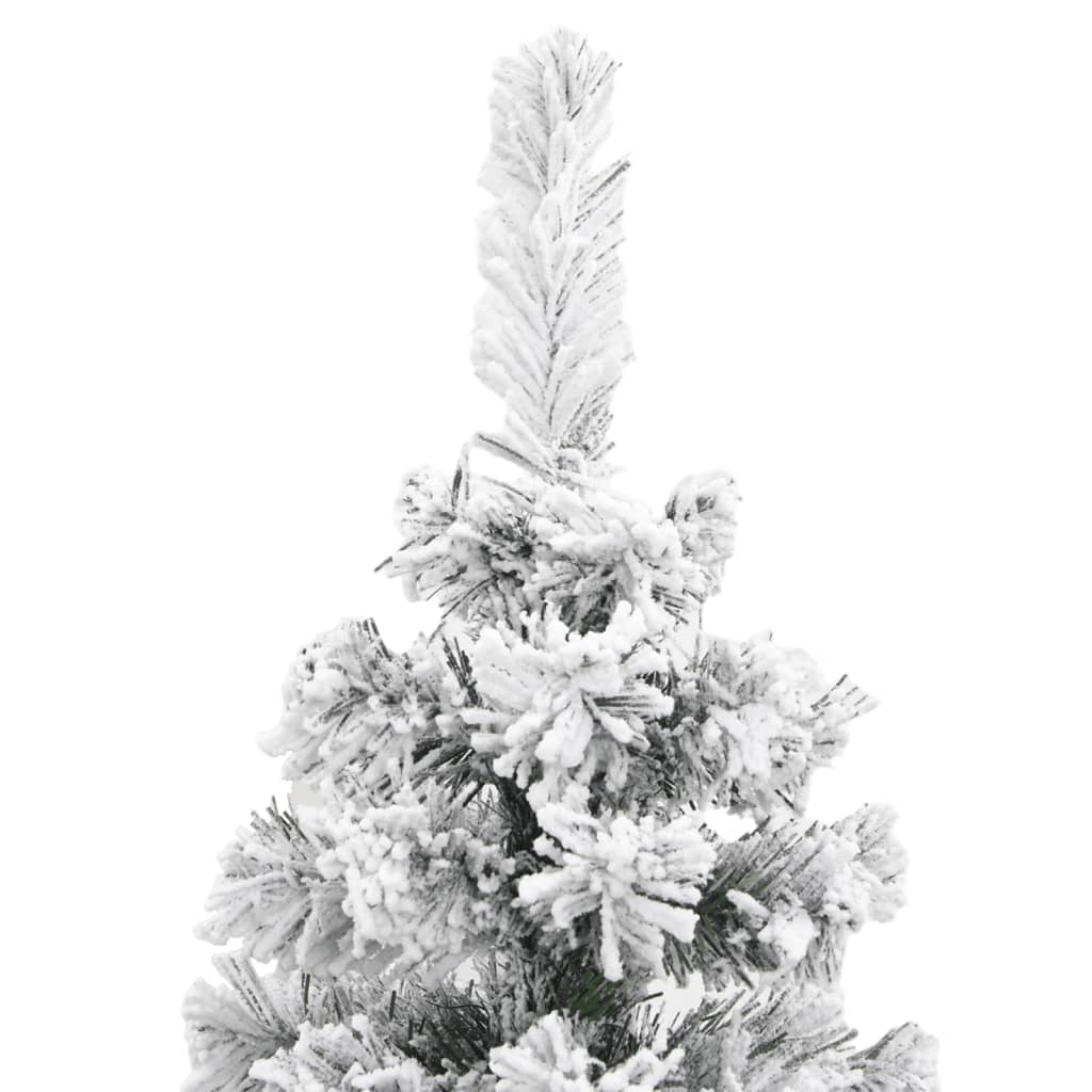 vidaXL Úzky umelý vianočný stromček, zasnežený, zelený 240 cm, PVC