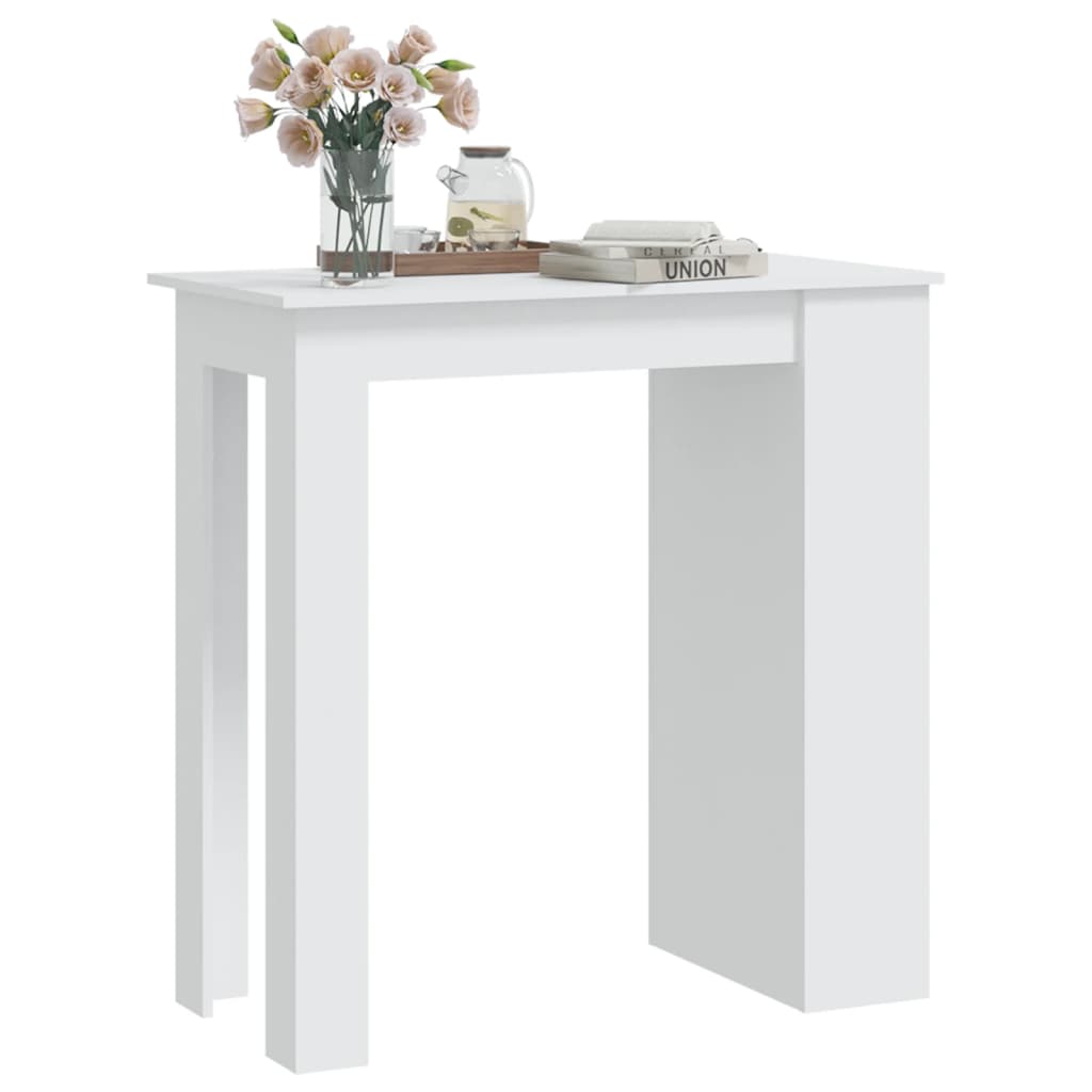vidaXL Barový stôl s úložným regálom biely 102x50x103,5 cm drevotrieska