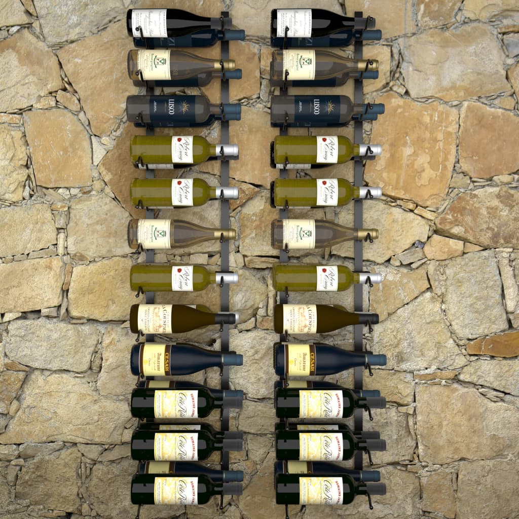 vidaXL Nástenné stojany na víno na 48 fliaš 2 ks čierne železné
