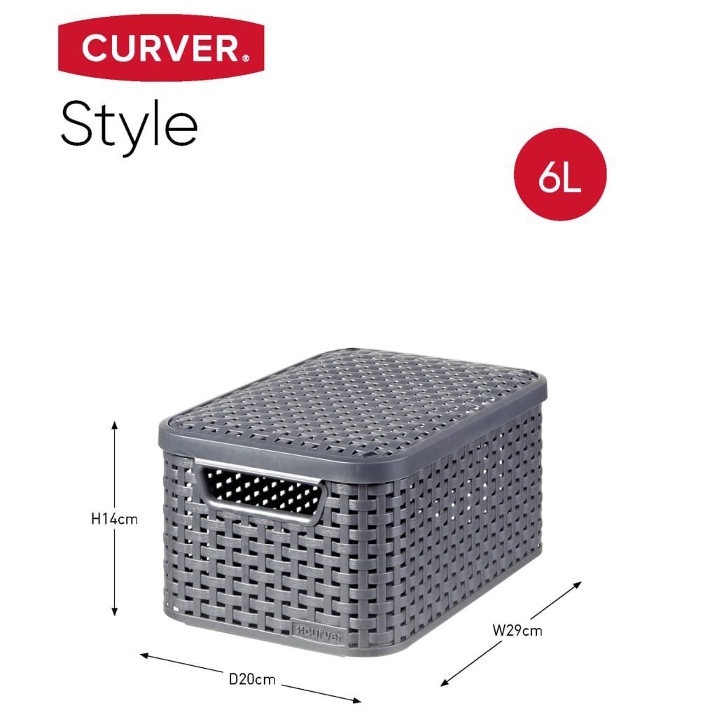 Curver Style Úložné boxy s poklopmi 3 ks veľkosť S 6 l antracitové