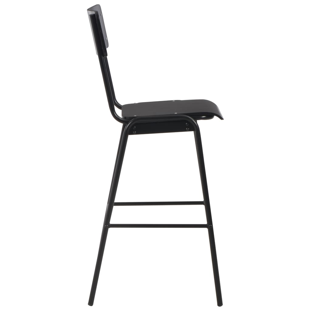 vidaXL Barové stoličky 2 ks, čierne, masívna preglejka a oceľ
