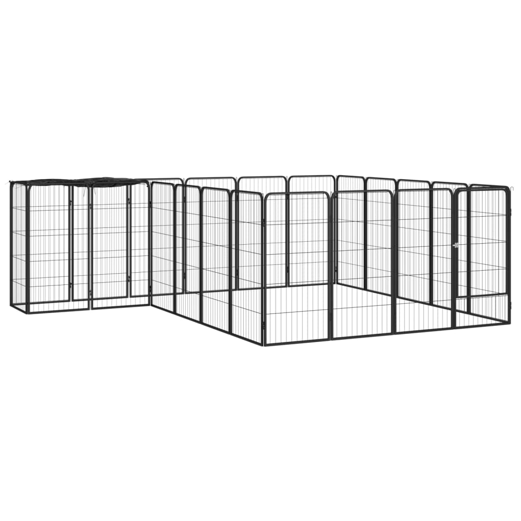 vidaXL Ohrádka pre psov 22 panelov čierna 50x100 cm práškovaná oceľ