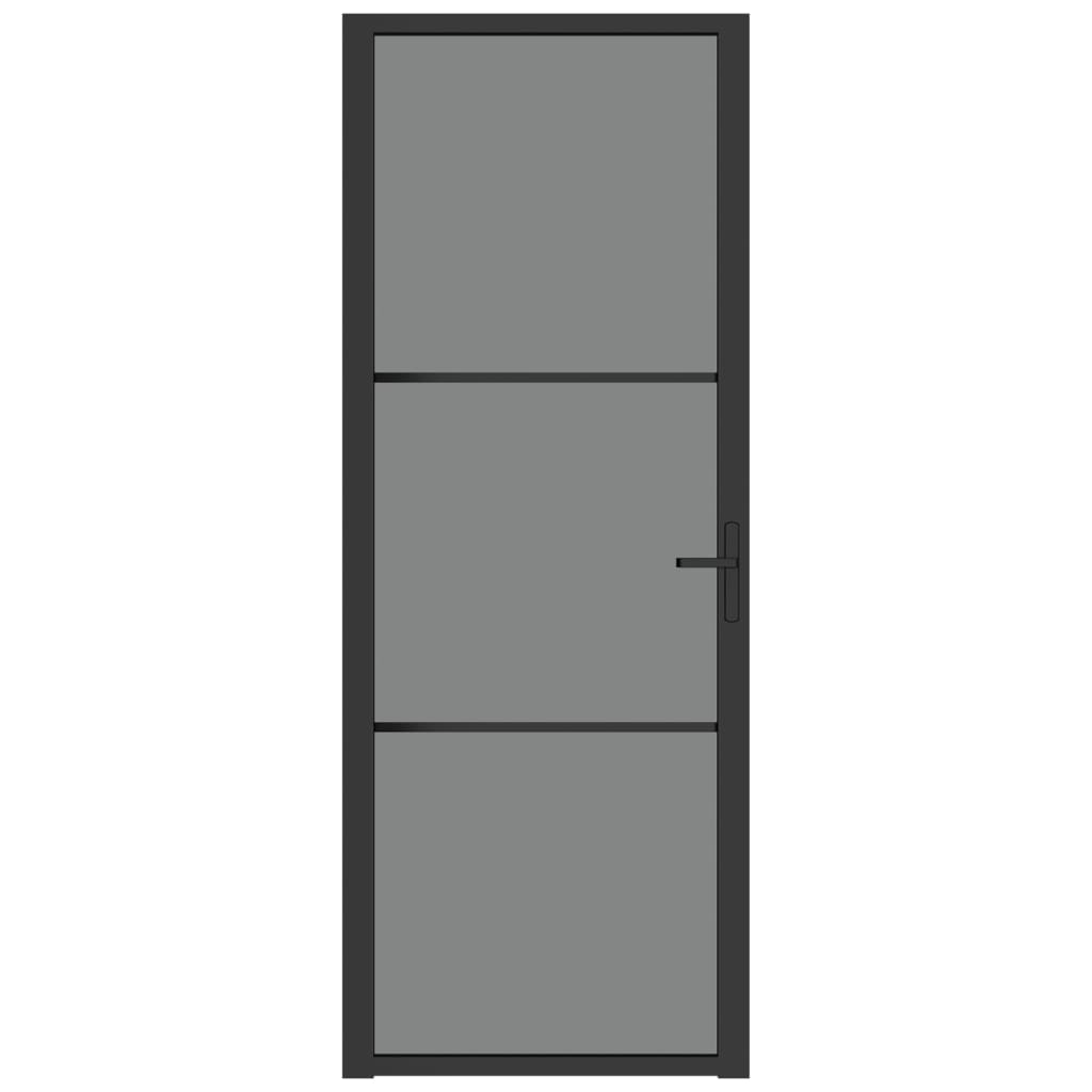 vidaXL Vnútorné dvere 76x201,5 cm čierne ESG sklo a hliník