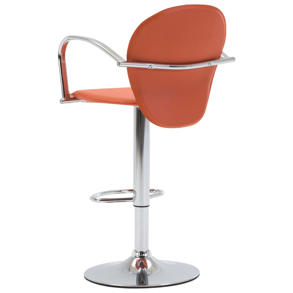 vidaXL Barové stoličky s opierkami 2 ks, oranžové, umelá koža
