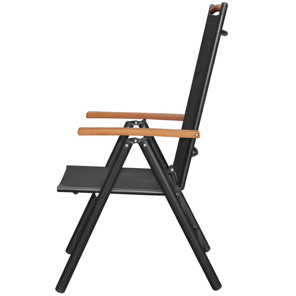 vidaXL Skladacie záhradné stoličky 4 ks hliník a textilén čierne