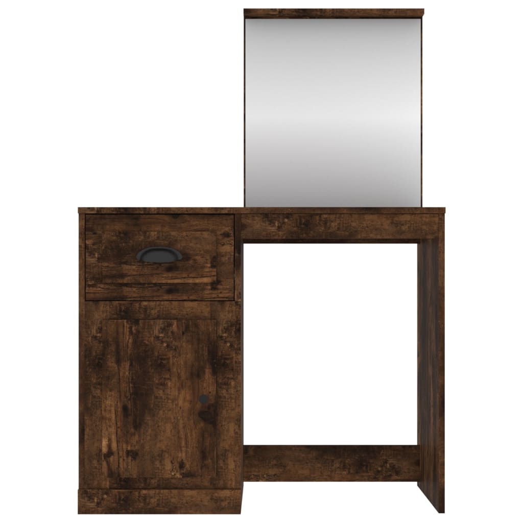 vidaXL Toaletný stolík so zrkadlom dymový dub 90x50x132,5 cm drevo