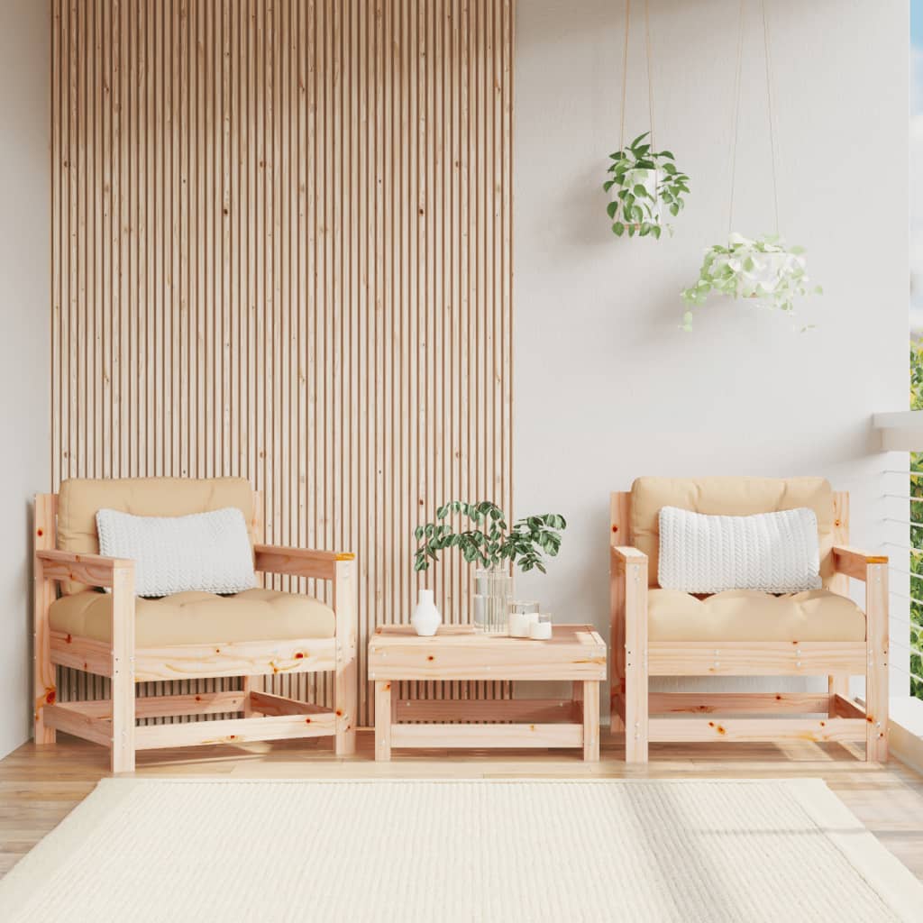 vidaXL Záhradné stoličky s vankúšmi 2 ks borovicový masív