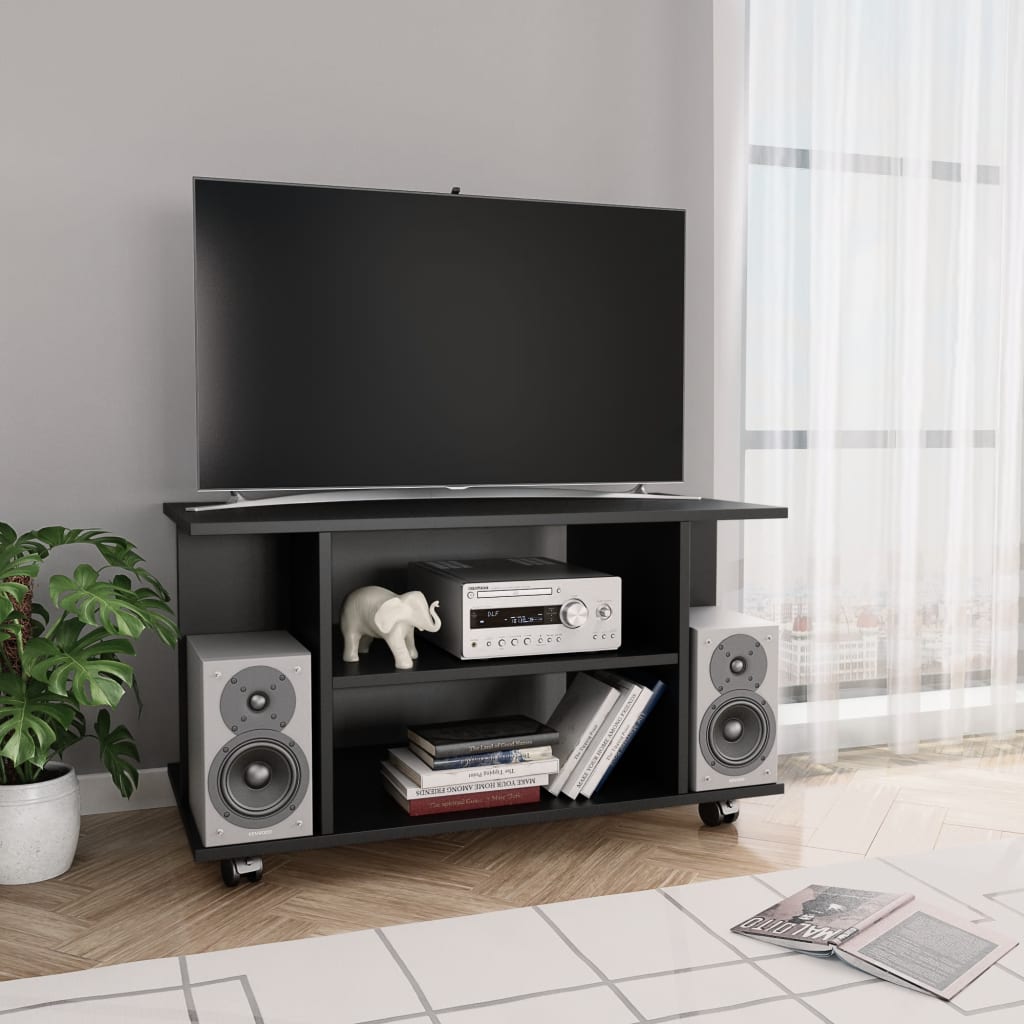 vidaXL TV skrinka s kolieskami čierna 80x40x45 cm kompozitné drevo