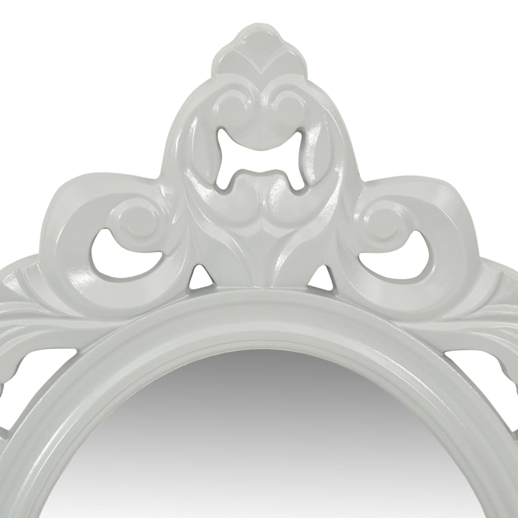 vidaXL Nástenná polica na kľúče a šperky so zrkadlom a háčikmi, sivá