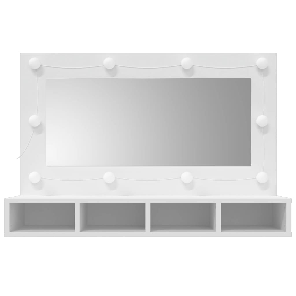 vidaXL Zrkadlová skrinka s LED biela 90x31,5x62 cm