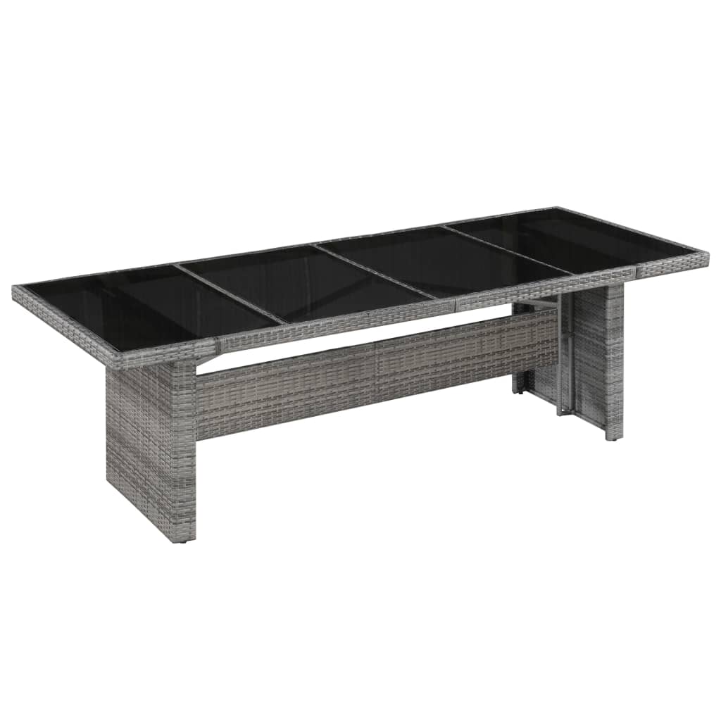 vidaXL Záhradný stôl 240x90x74 cm, polyratan a sklo