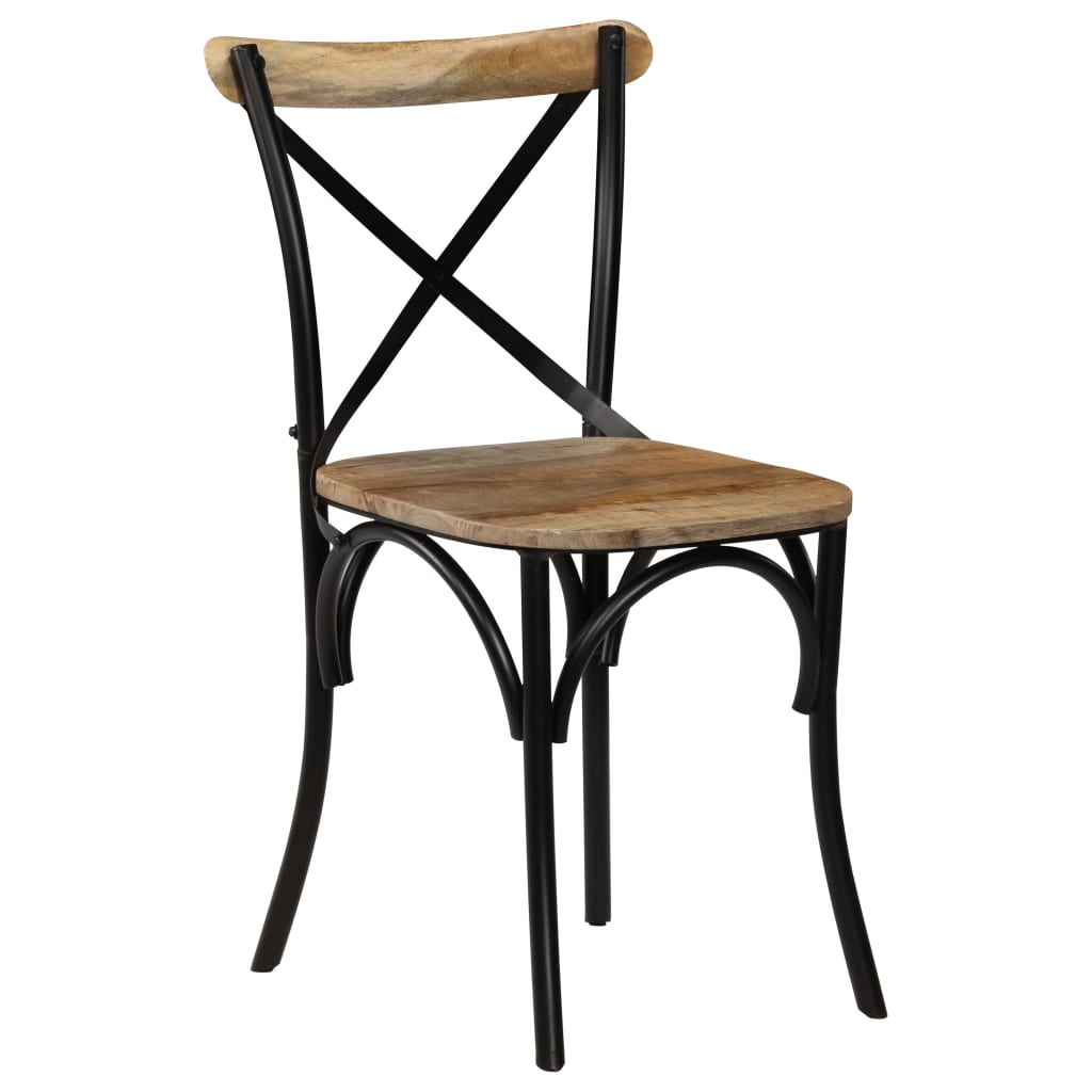 vidaXL Jedálenské stoličky s krížovým operadlom 6 ks čierne mangovníkové drevo