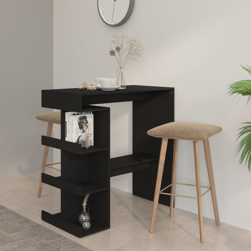 vidaXL Barový stolík s úložným regálom čierny 100x50x101,5 cm drevotrieska