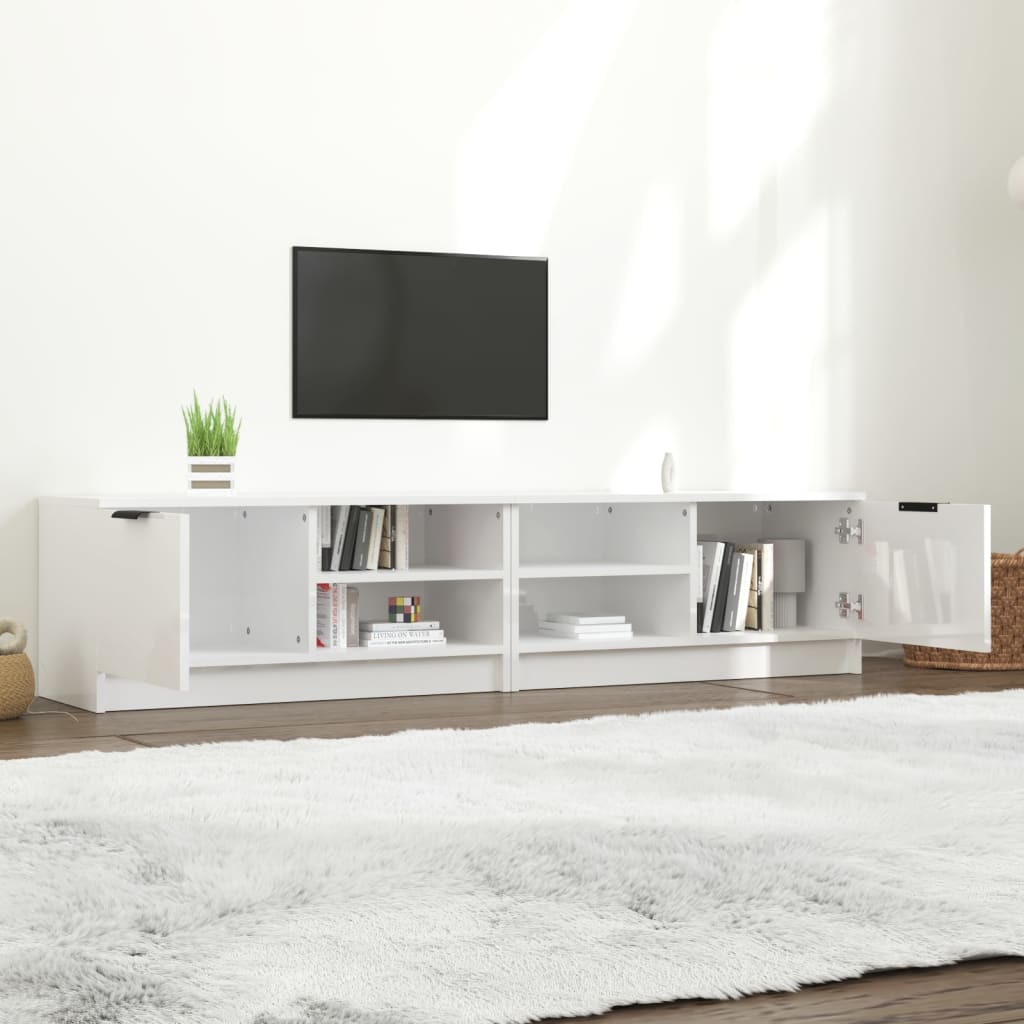 vidaXL TV stolíky 2 ks lesklé biele 80x35x36,5cm spracované drevo