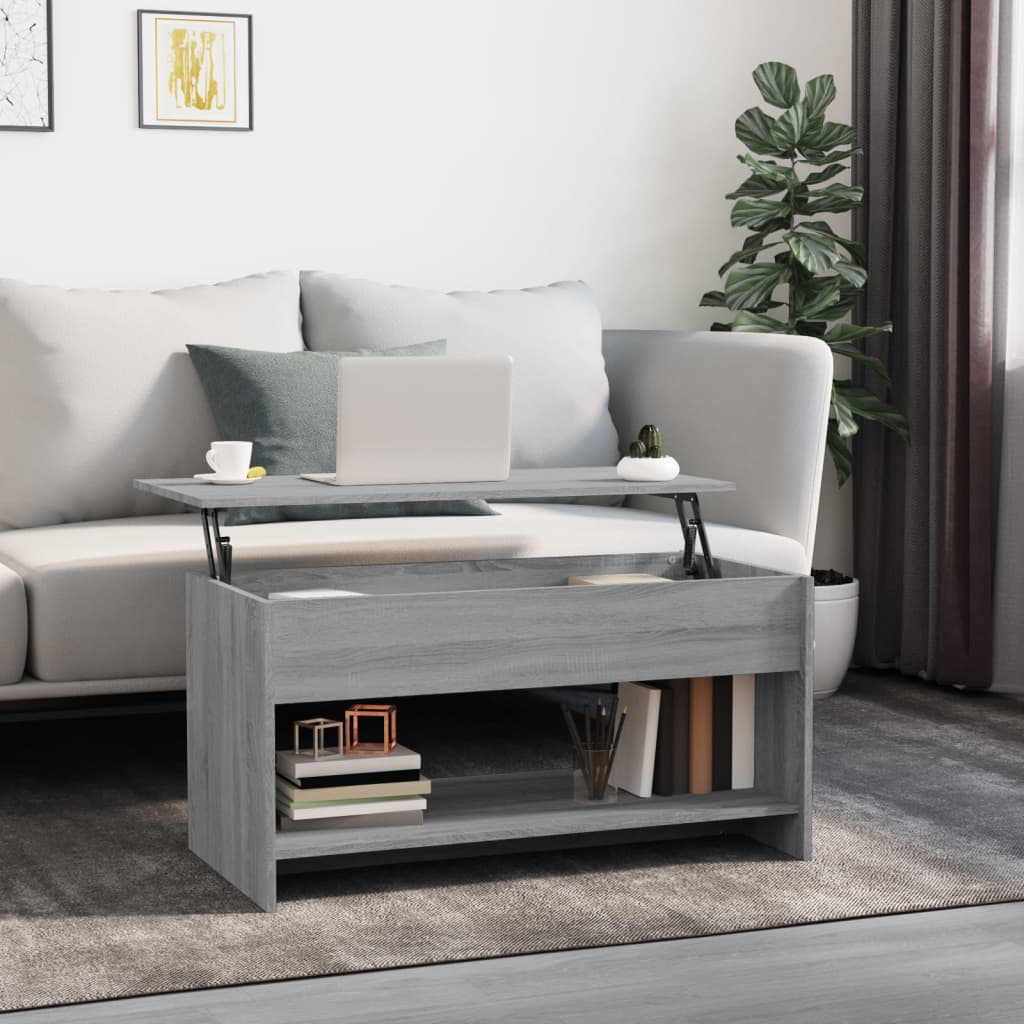 vidaXL Konferenčný stolík sivý sonoma 102x50x52,5 cm spracované drevo