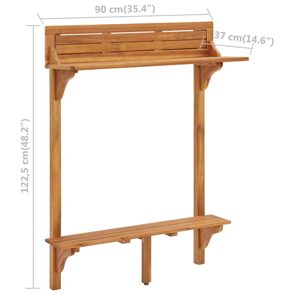 vidaXL Balkónový barový stôl 90x37x122,5 cm akáciový masív