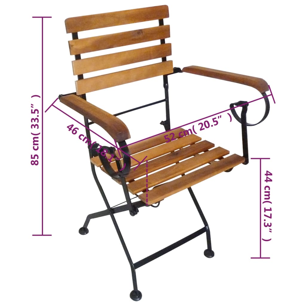 vidaXL Skladacie záhradné stoličky 2 ks, oceľ a akáciový masív