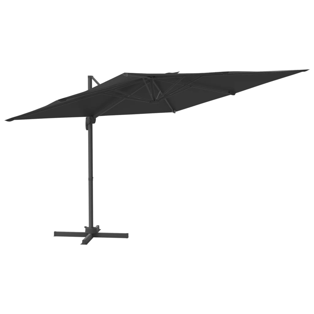vidaXL Závesný slnečník s hliníkovou tyčou čierny 300x300 cm