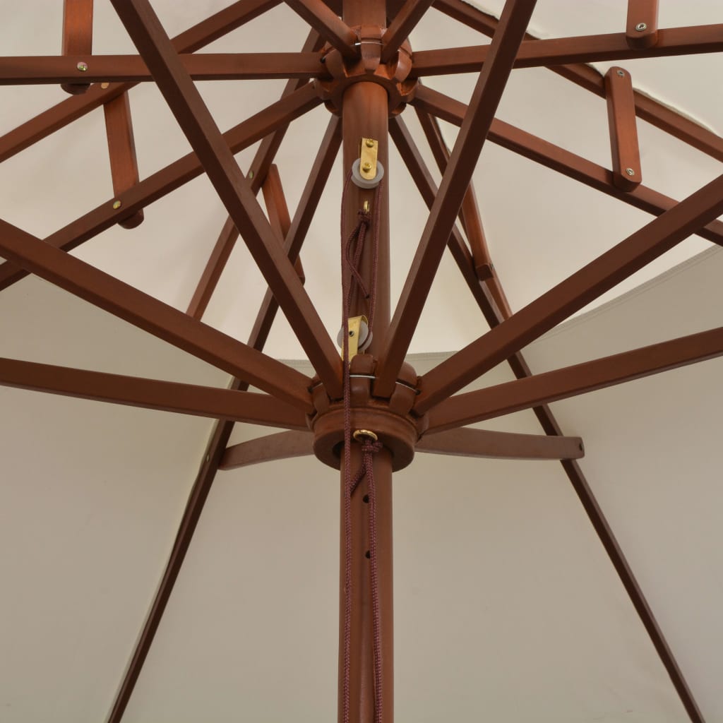vidaXL Dvojitý slnečník s drevenou konštrukciou, 270x270 cm, krémovo-biely