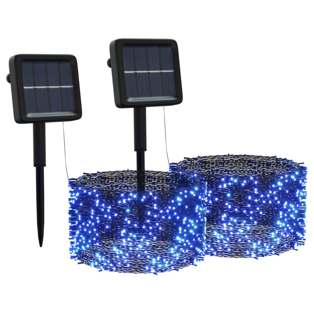 vidaXL Solárne svetlá 2 ks 2x200 LED modré vnútorné vonkajšie