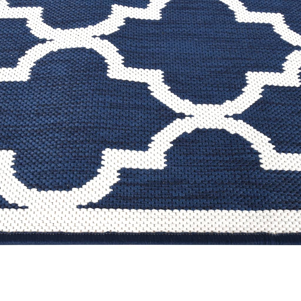 vidaXL Vonkajší koberec námornícky modrý a biely 80x150 cm obojstranný