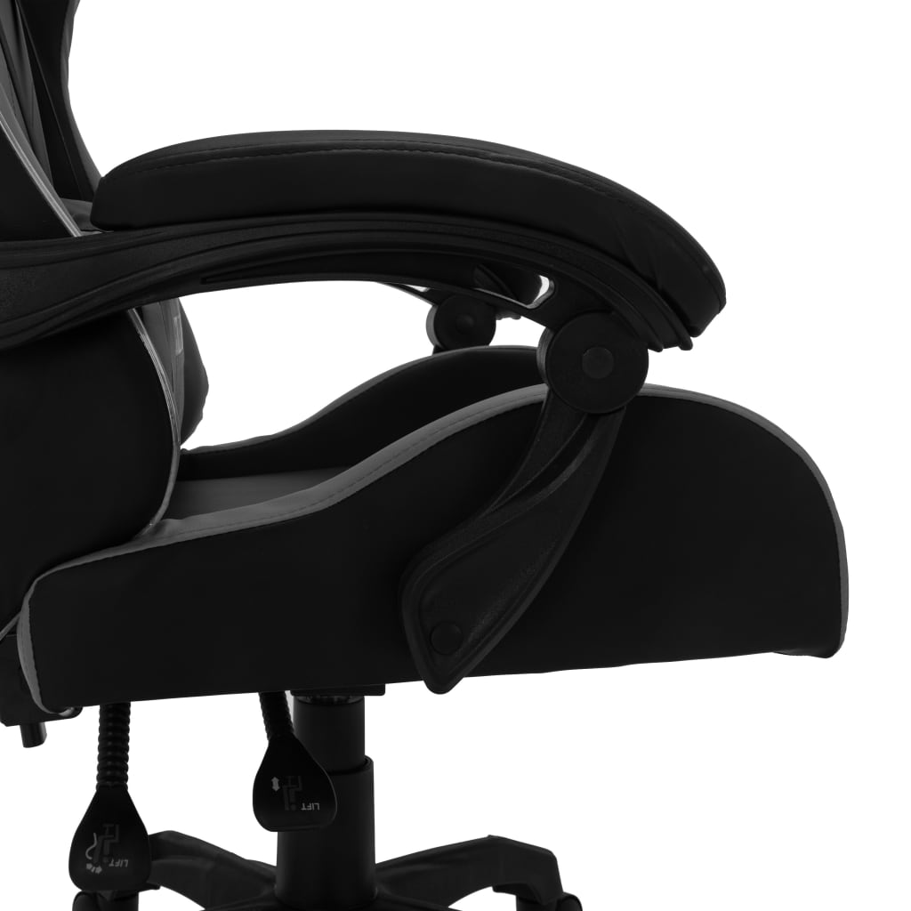 vidaXL Herná stolička s RGB LED svetlami sivo-čierna umelá koža