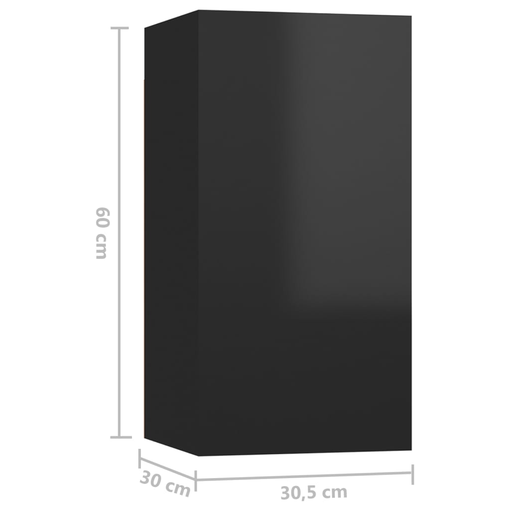 vidaXL TV skrinky 4 ks vysokolesklé čierne 30,5x30x60 cm drevotrieska