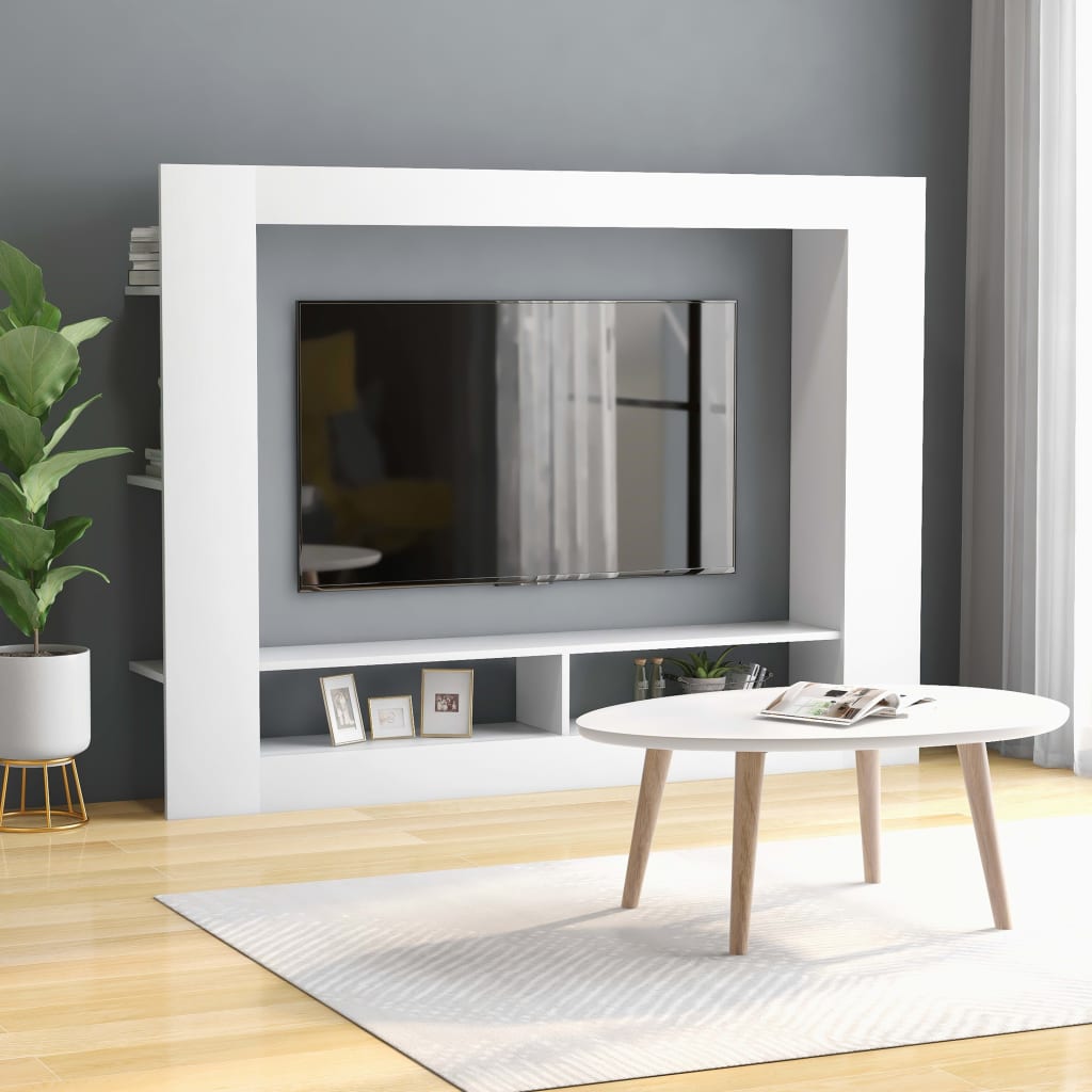 vidaXL TV skrinka, biela 152x22x113 cm, kompozitné drevo