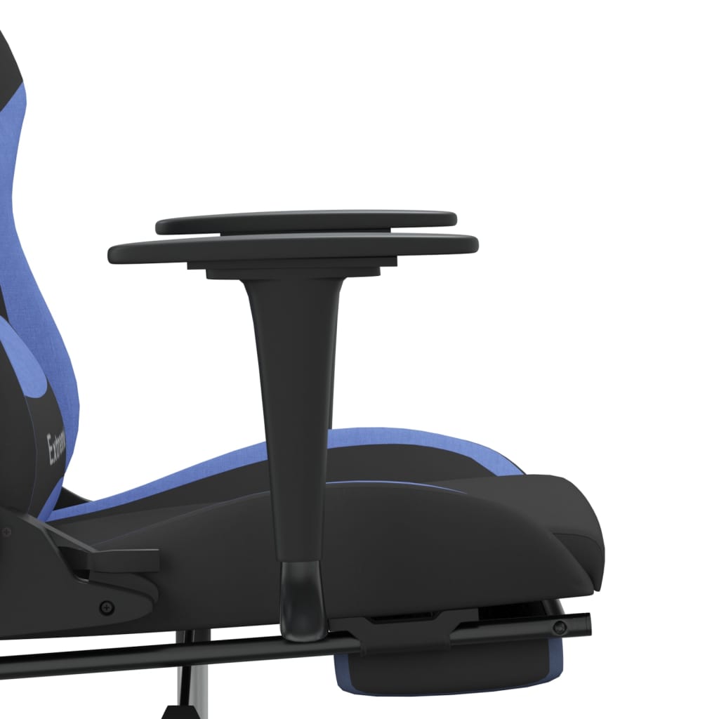 vidaXL Herná stolička s podnožkou čierna a modrá látková