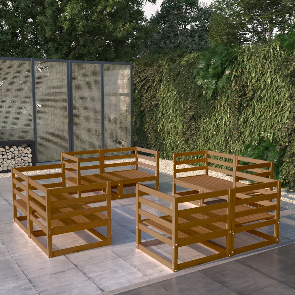 vidaXL 8-dielna záhradná sedacia súprava medovohnedá borovicový masív