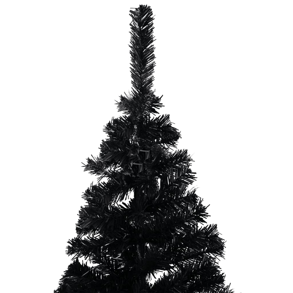 vidaXL Osvetlený umelý vianočný stromček+stojan, čierny 120 cm, PVC