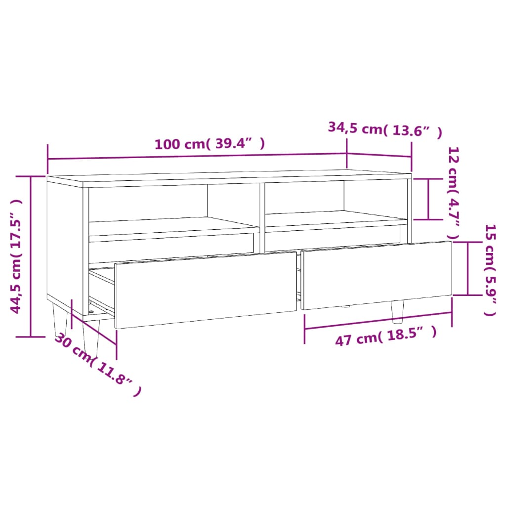 vidaXL TV skrinka lesklá biela 100x34,5x44,5 cm kompozitné drevo