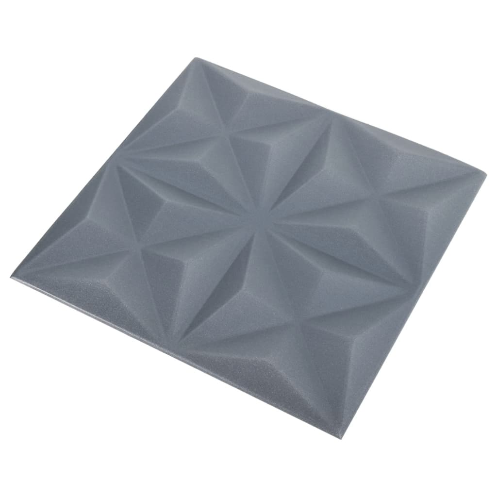 vidaXL 3D nástenné panely 48 ks 50x50 cm, origami, sivé 12 m²