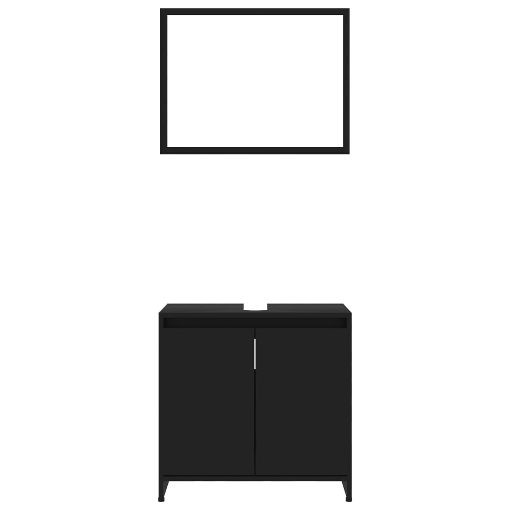 vidaXL 4-dielna súprava kúpeľňového nábytku, čierna, drevotrieska