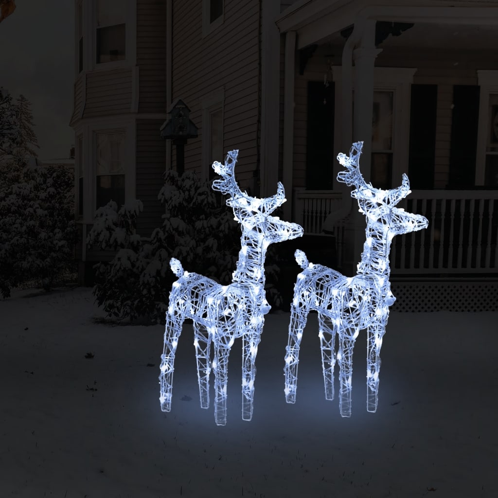 vidaXL Vianočné soby 2 ks studené biele 80 LED akrylové