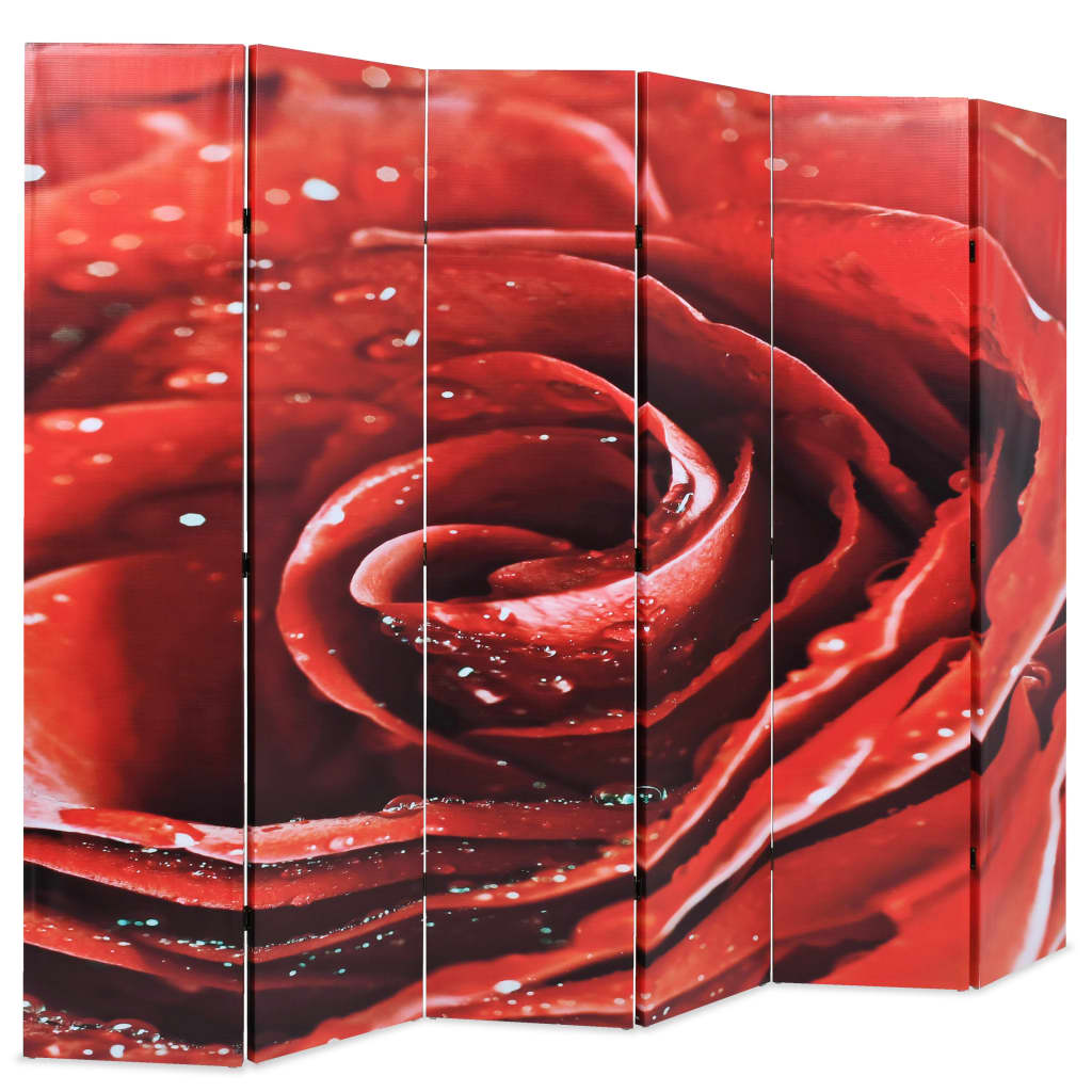 vidaXL Skladací paraván 228x170 cm, potlač červenej ruže