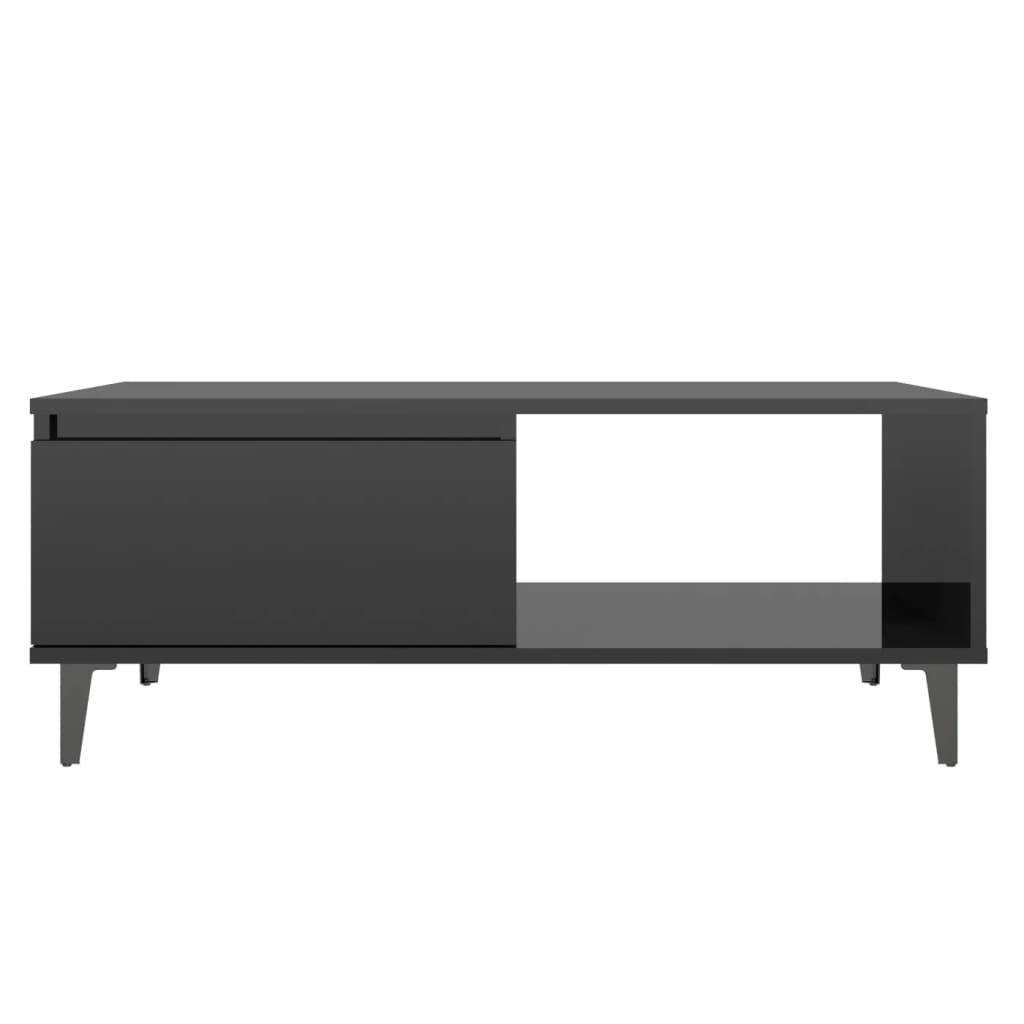 vidaXL Konferenčný stolík lesklý čierny 90x60x35 cm drevotrieska