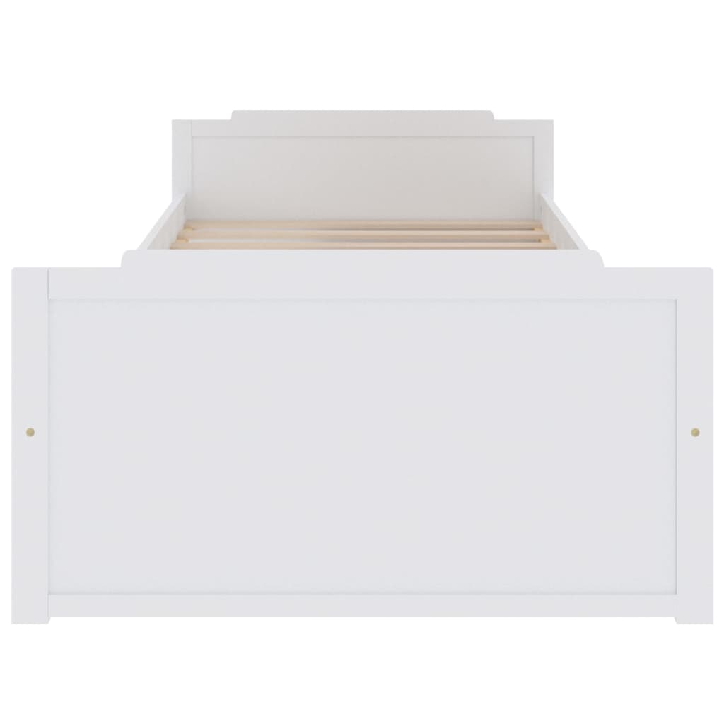 vidaXL Posteľný rám so zásuvkami biely borovicový masív 90x200 cm